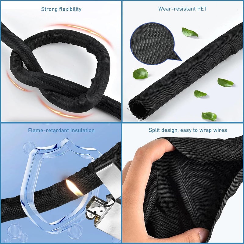 Wengus 1/2 inch Cord Protectors from Pets No Chew, 10ft Wire Protector Cord Covers for Pets, Flexible Cable Sleeve Cord Management for TV/Computer/Electric Wires/Phone Charging Cables - Image 2